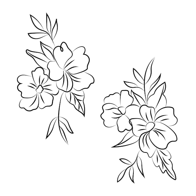 Un Dessin De Fleurs Sur Fond Blanc