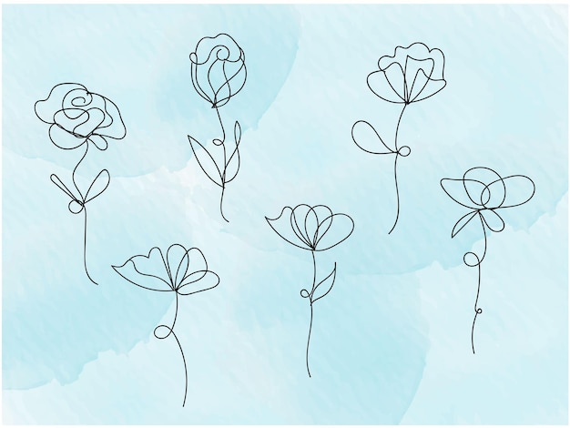 Vecteur un dessin de fleurs avec un fond bleu avec un dessin d'une fleur