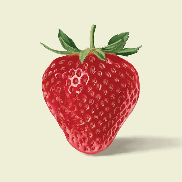 un dessin d'une fraise avec une feuille verte dessus