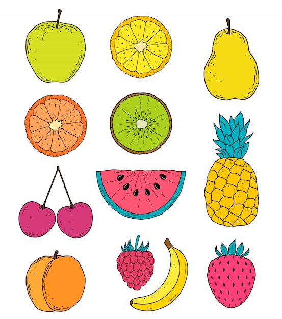 Dessin De Fruits Dessinés à La Main