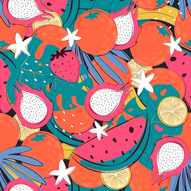 Vecteur dessin de fruits exotiques