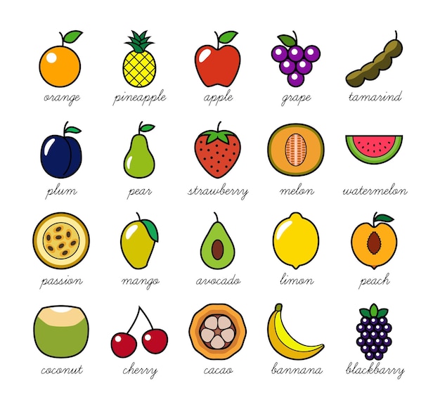 Dessin De Fruits Simple Et Coloré Parfait Pour L'illustration Et L'enseignement Des Enfants