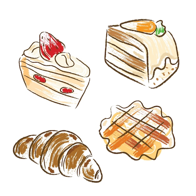 un dessin d'un gâteau avec une fraise et une fraise dessus