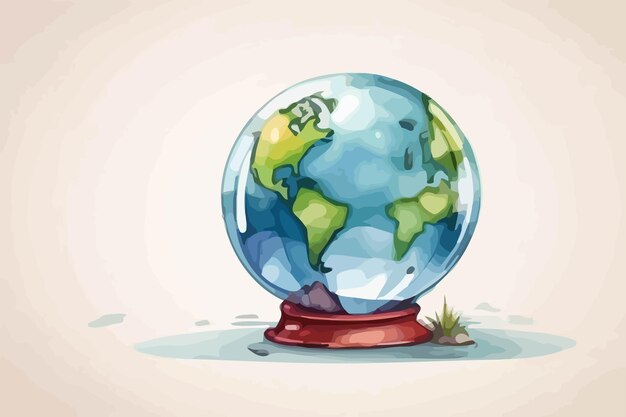 Un Dessin D'un Globe Avec Une Carte Du Monde Dessus