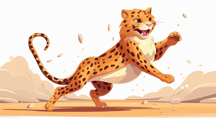 Vecteur un dessin d'un guépard courant sur une plate-forme