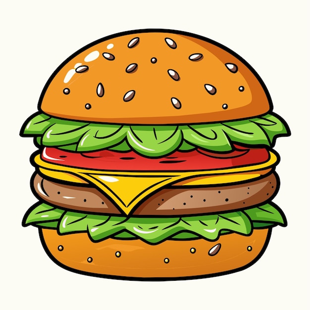 Vecteur un dessin d'un hamburger avec une image d'un hamburger dessus