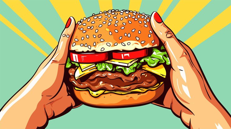 Vecteur un dessin d'un hamburger avec le numéro 1 dessus