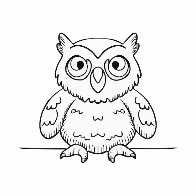 Vecteur un dessin d'un hibou avec de grands yeux et un fond blanc