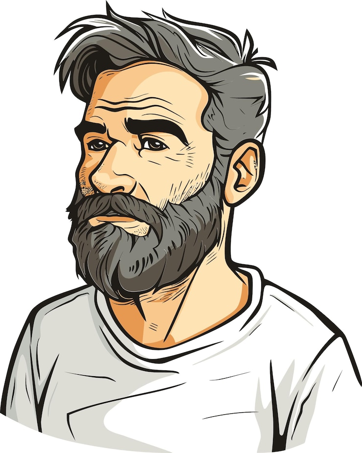 Vecteur un dessin d'un homme avec une barbe et une moustache
