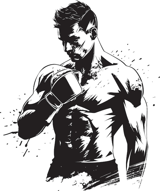 un dessin d'un homme avec un gant de boxe sur sa main