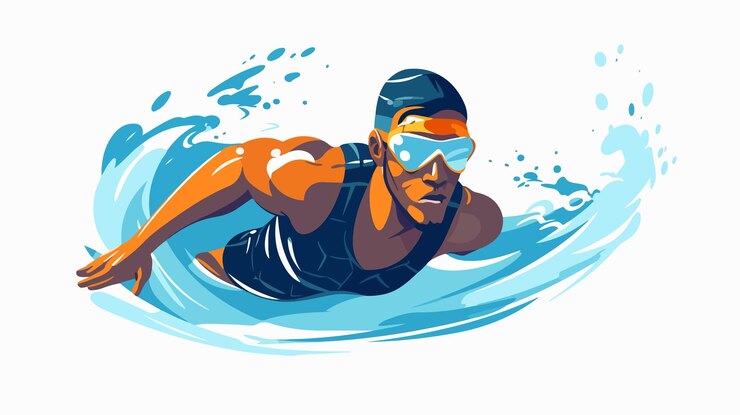 Vecteur un dessin d'un homme sur une planche avec les mots lunettes de protection dessus