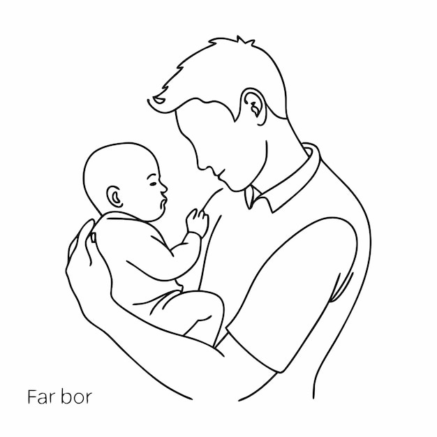 un dessin d'un homme tenant un bébé et disant l'avenir