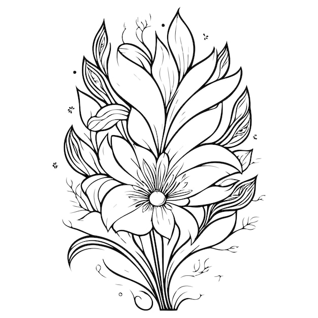 Vecteur dessin d'illustration florale de style art nouveau