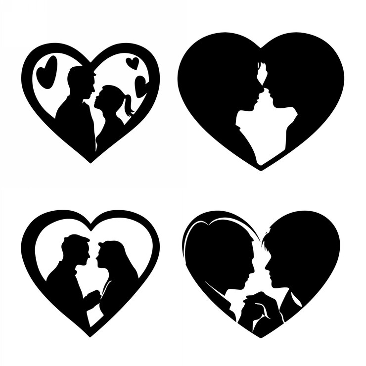 Vecteur le dessin d'illustration de la silhouette de la forme de l'amour