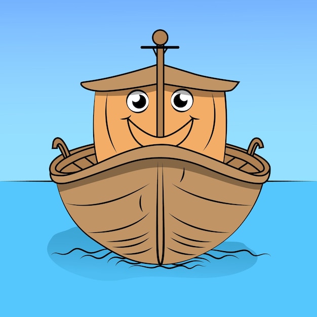 Dessin D'illustration Vectorielle De Bateau De Pêche En Bois Flottant