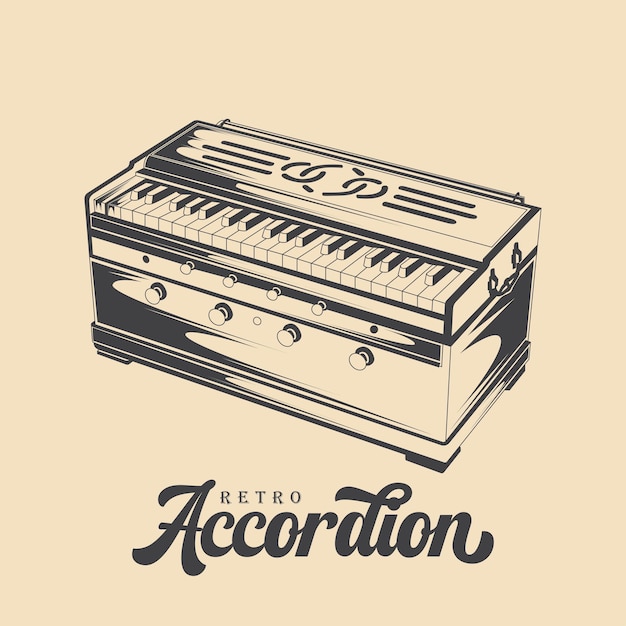 Dessin D'instrument D'accordéon Rétro