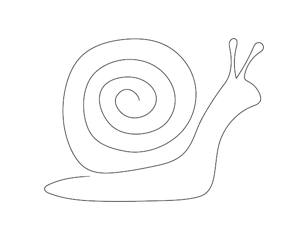 Dessin isolé d'un escargot rampant mignon Petit petit escargot lent simple contour icône logo symbole doo