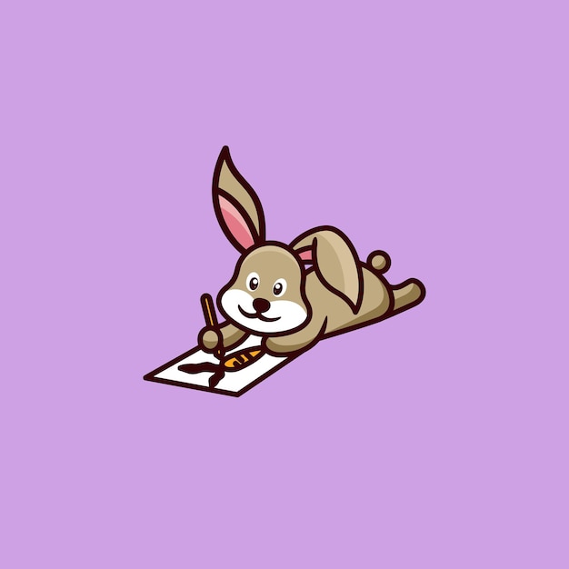 Un dessin de lapin sur fond violet