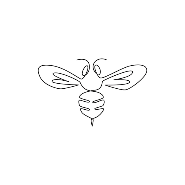 Vecteur un dessin en ligne continu d'abeille élégante pour l'identité du logo icône de ferme de miel moderne en forme de guêpe