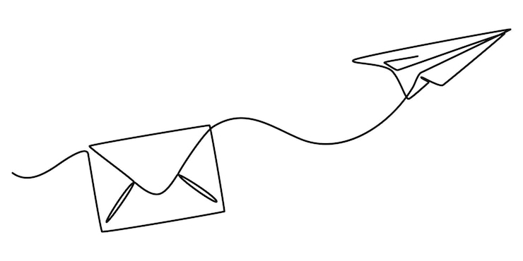 Vecteur un dessin en ligne continue de l'avion de papier volant et le courrier concept de métaphore d'affaires et pro