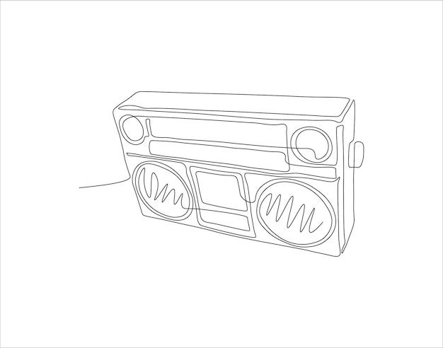 Dessin en ligne continue d'une bande de radio analogique à l'ancienne Une ligne de bande de radio bande de radio Art en ligne continue contour modifiable