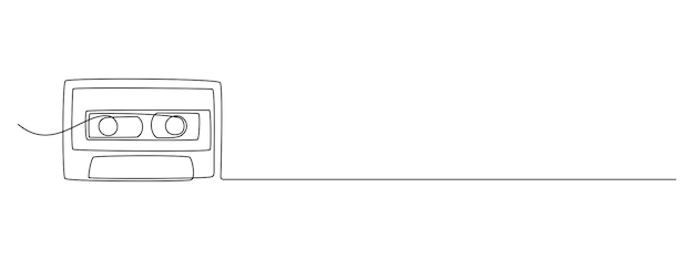 Un dessin en ligne continue d'une cassette audio Concept minimaliste de musique rétro et nostalgique et mixtape pour bannière web dans un style linéaire simple Illustration de Doodle Vector