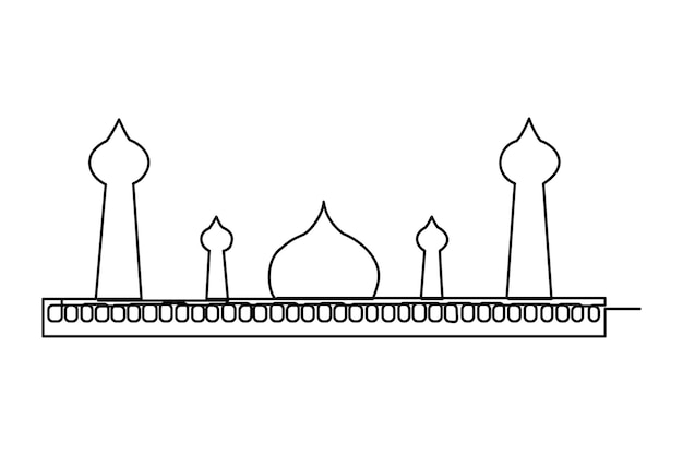 Un Dessin En Ligne Continue Du Concept De Ligne De La Mosquée Ramadan Kareem Contour Ornement Arrière-plan