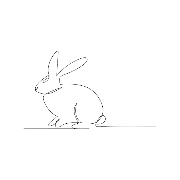 Dessin en ligne continue du lapin de l'illustration vectorielle du contour