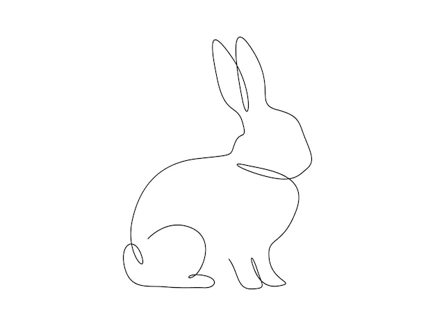 Dessin en ligne continue du lapin mignon lapin simple dessiné illustration vectorielle pro vecteur
