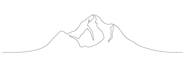 Vecteur un dessin en ligne continue du paysage de la chaîne de montagnes