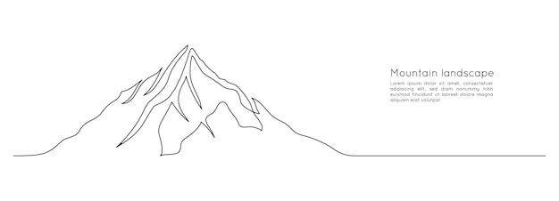 Vecteur un dessin en ligne continue du paysage de la chaîne de montagnes