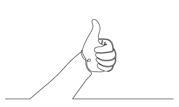 dessin de ligne continue du pouce vers le haut un doigt main montrant comme et un grand signe satisfaction coutume