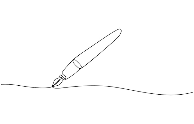 Un dessin en ligne continue du stylo crayon symbole de l'étude et du concept d'éducation dans un style linéaire simple