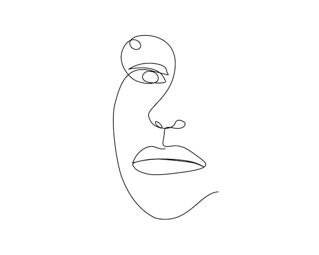 Un dessin en ligne continue du visage d'une jolie femme