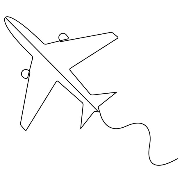 Dessin En Ligne Continue De L'icône D'un Avion