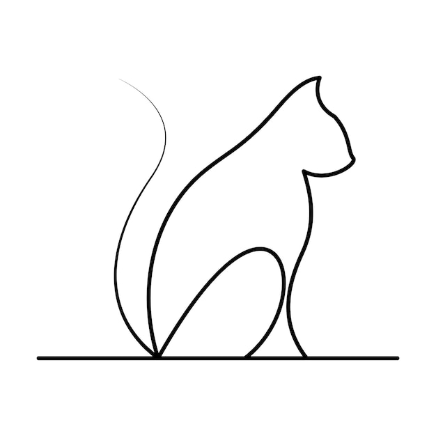 Vecteur dessin en ligne continue d'une illustration vectorielle esthétique du contour d'un chat ou d'un animal de compagnie