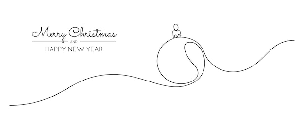 Vecteur un dessin en ligne continue d'un jouet d'arbre de noël élément de design festif pour l'hiver concept de noël dans un style linéaire simple carte de vœux et bannière web minimaliste illustration vectorielle de doodle