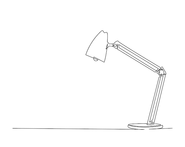 Vecteur dessin en ligne continue d'une lampe de bureau