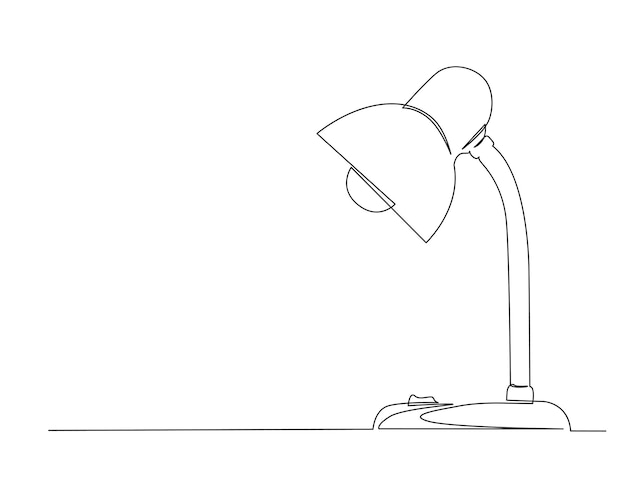 Vecteur dessin en ligne continue d'une lampe de bureau