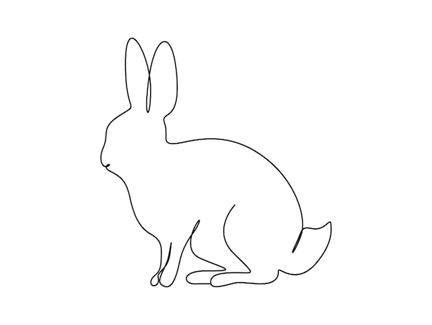 Un dessin en ligne continue d'un mignon lapin art en ligne unique d'une belle illustration vectorielle de lapin