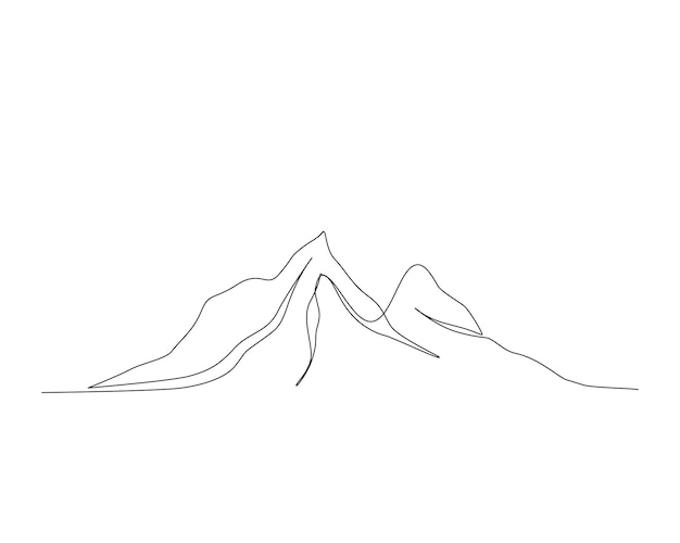 Dessin en ligne continue d'un simple paysage de montagne