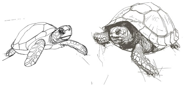 Vecteur dessin d'une ligne continue d'une tortue