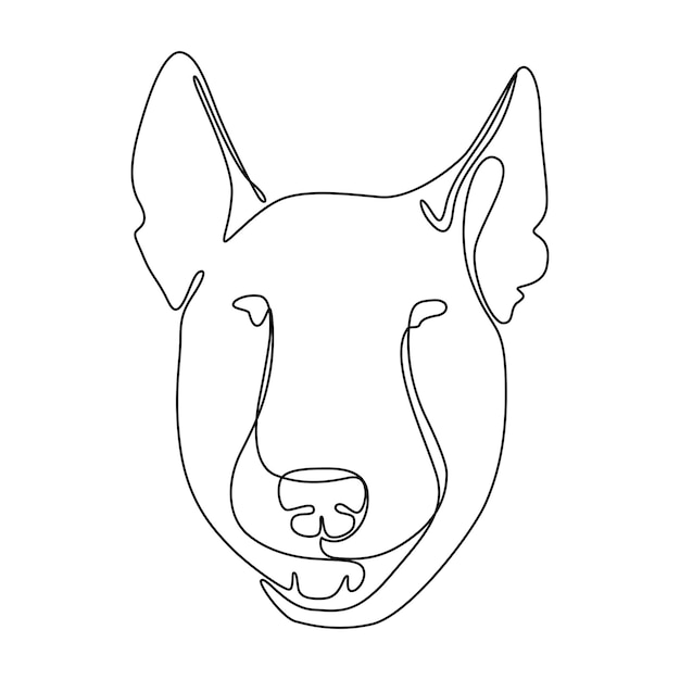 Vecteur dessin en ligne continue vecteur bull terrier portrait linéaire de chien de style minimal en ligne unique