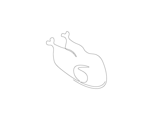 Dessin en ligne continue de viande de poulet Une ligne de poulet entier Vite de poulet Art en ligne continue Contour modifiable