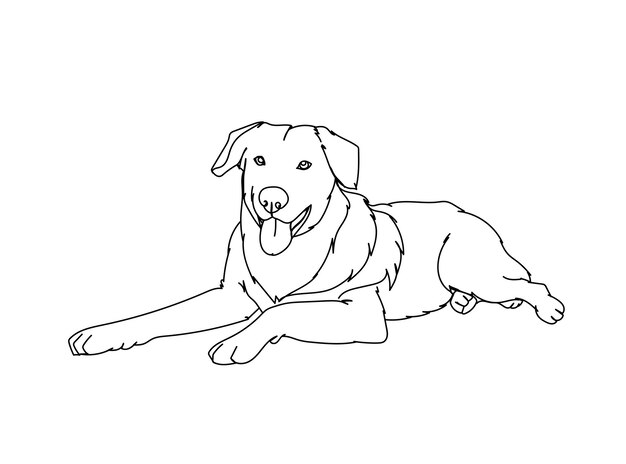 Vecteur le dessin en ligne du chien