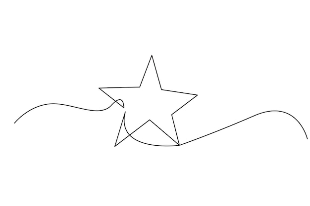 Dessin en ligne d'étoile Forme d'é toile continue Design de contour minimaliste Art en ligne unique