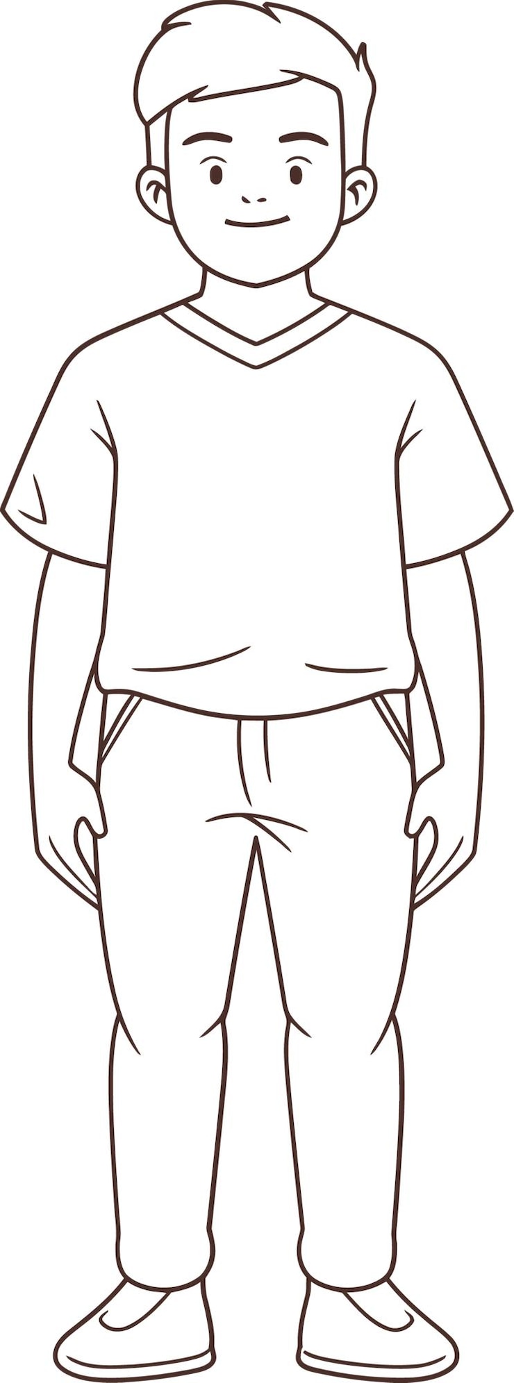 Vecteur dessin en ligne d'un homme portant une chemise avec une chemise qui dit homme dessus