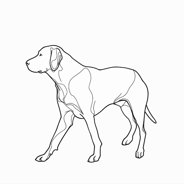 Vecteur dessin en ligne noire d'un chien