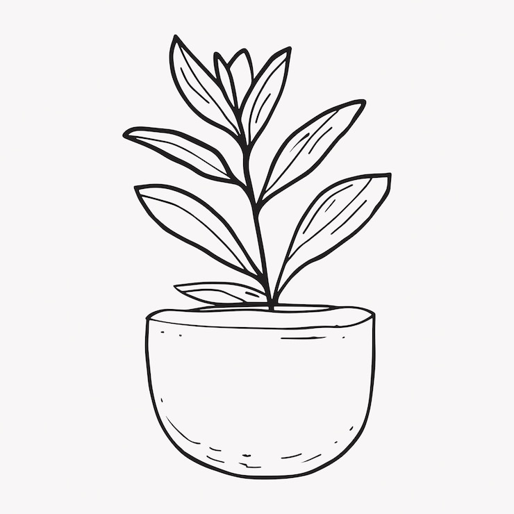 Vecteur dessin de ligne de plante en pot minimaliste