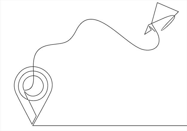 Dessin De Lignes Continues Des Routes De Vol Des Aéronefs Et Des Destinations Des Aéroports